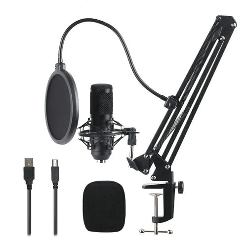 BM800 USB Streaming PC Microphone Kit 192KHz/24Bit Condenser Mic for Podcasting Gaming Home Recording - Black - 1