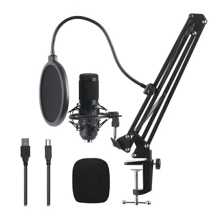 BM800 USB Streaming PC Microphone Kit 192KHz/24Bit Condenser Mic for Podcasting Gaming Home Recording - Black - 1