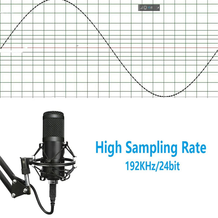 BM800 USB Streaming PC Microphone Kit 192KHz/24Bit Condenser Mic for Podcasting Gaming Home Recording - Black - 4