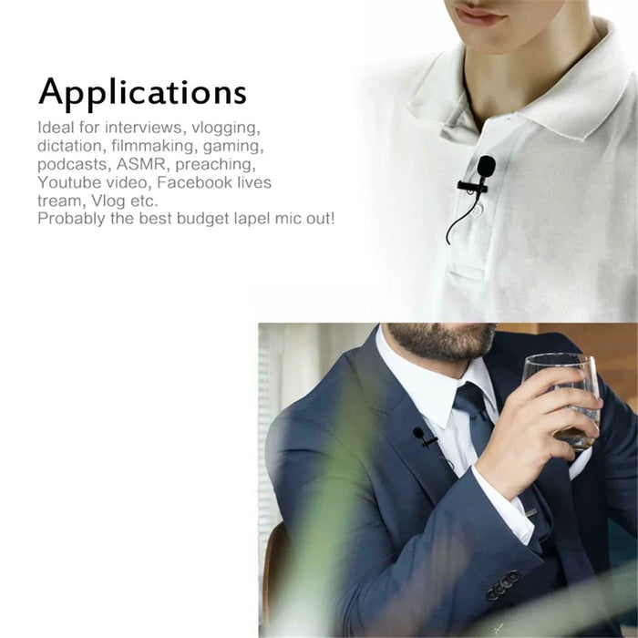 MB-Q01 Lavalier Microphone Clip-on 3.5mm Collar Condenser Lapel Mic - 7