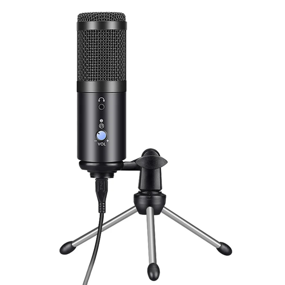 AK-5 Condenser Microphone USB Studio Mic Recording PC Mic for Live-Streaming - Black - 1