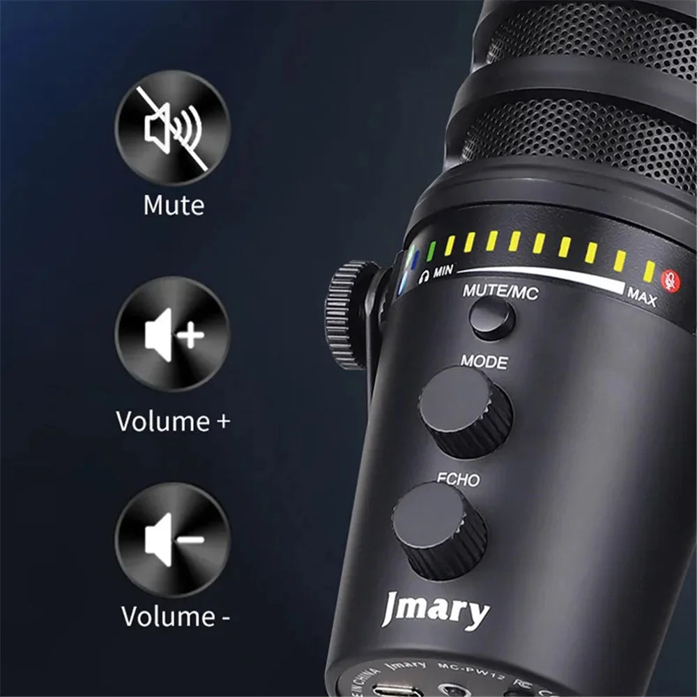 JMARY MC-PW12 USB Mic 360 Degree Rotating Zero Latency Desktop Microphone - 2