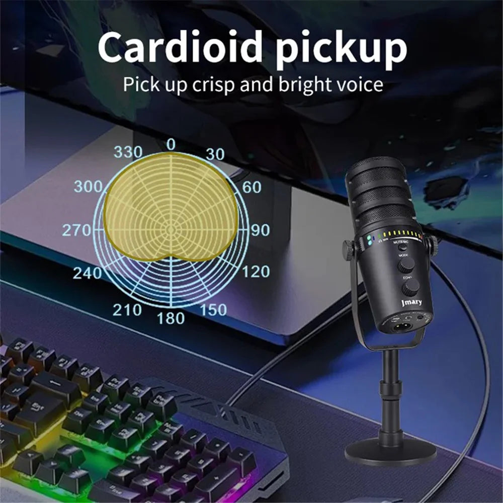 JMARY MC-PW12 USB Mic 360 Degree Rotating Zero Latency Desktop Microphone - 6