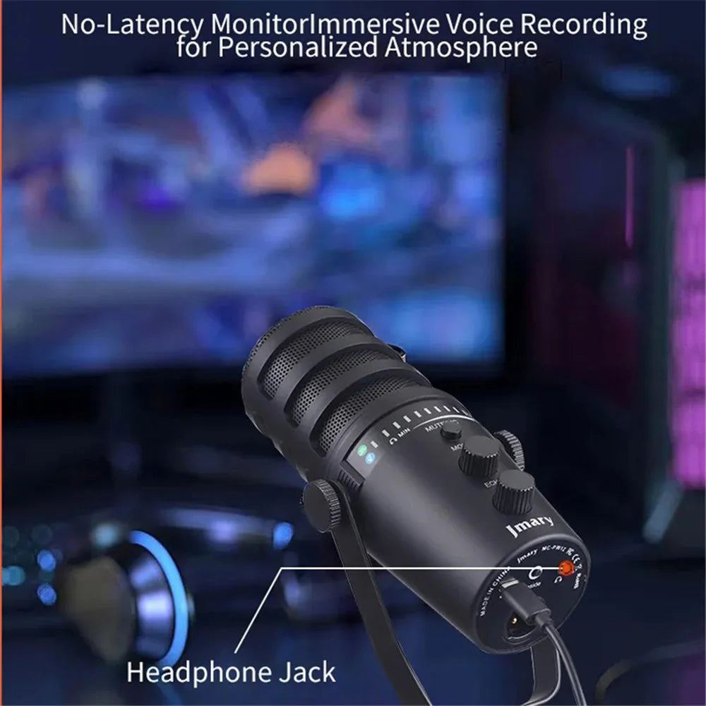 JMARY MC-PW12 USB Mic 360 Degree Rotating Zero Latency Desktop Microphone - 7