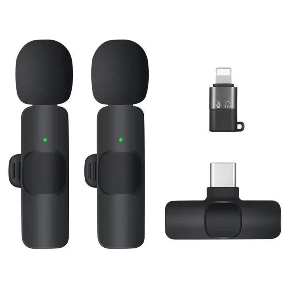 K1 Noise Reduction Lavalier Microphone 2 Wireless Mic with Type-C Receiver + iP Audio Converter - 1