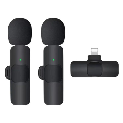 K1 Plug and Play Noise Reduction Lavalier Microphone 2 Wireless Mic with iP Receiver - 1