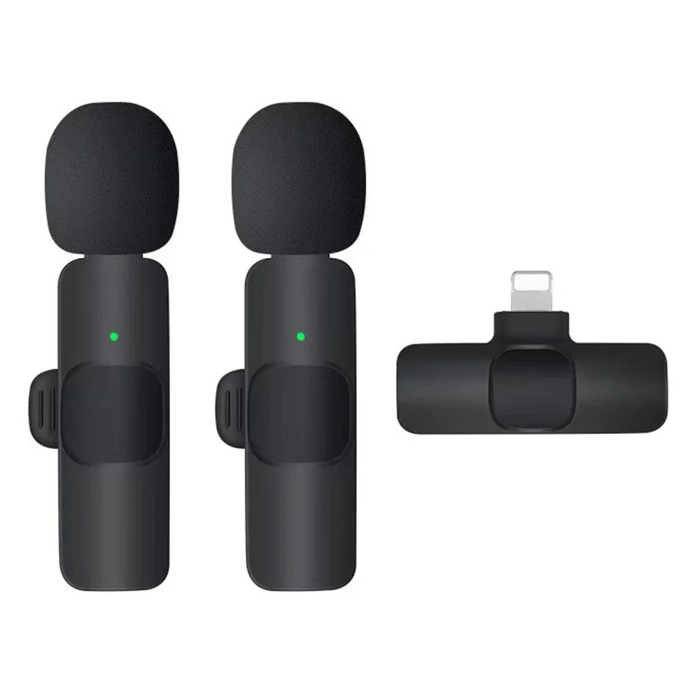 K1 Plug and Play Noise Reduction Lavalier Microphone 2 Wireless Mic with iP Receiver - 1