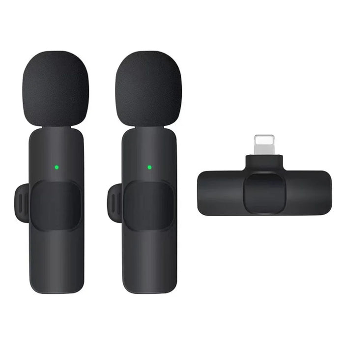 K1 Plug and Play Noise Reduction Lavalier Microphone 2 Wireless Mic with iP Receiver - 1