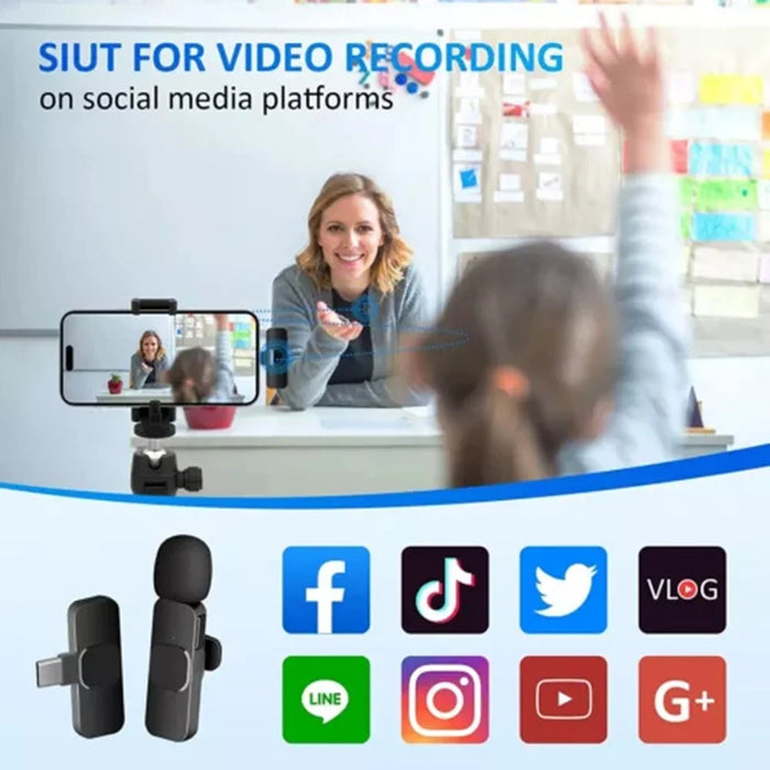 K1 Plug and Play Noise Reduction Lavalier Microphone 2 Wireless Mic with iP Receiver - 4