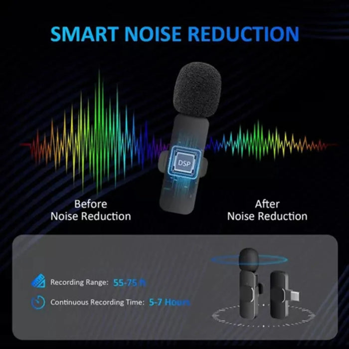 K1 Plug and Play Noise Reduction Lavalier Microphone 2 Wireless Mic with iP Receiver - 5