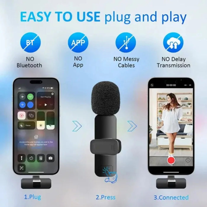 K1 Plug and Play Noise Reduction Lavalier Microphone 2 Wireless Mic with iP Receiver - 7