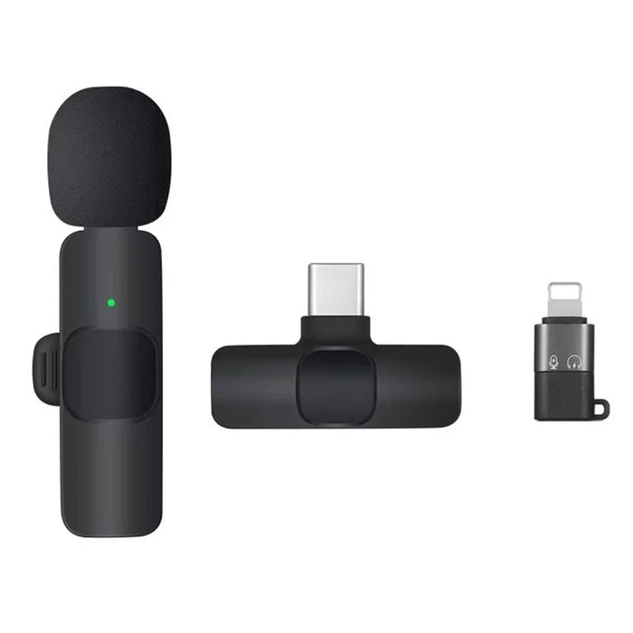 K1 Noise Reduction 2.4G Wireless Lavalier Microphone with Type-C Receiver + iP Audio Converter - 1