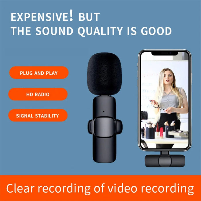 K1 Noise Reduction 2.4G Wireless Lavalier Microphone with Type-C Receiver + iP Audio Converter - 2