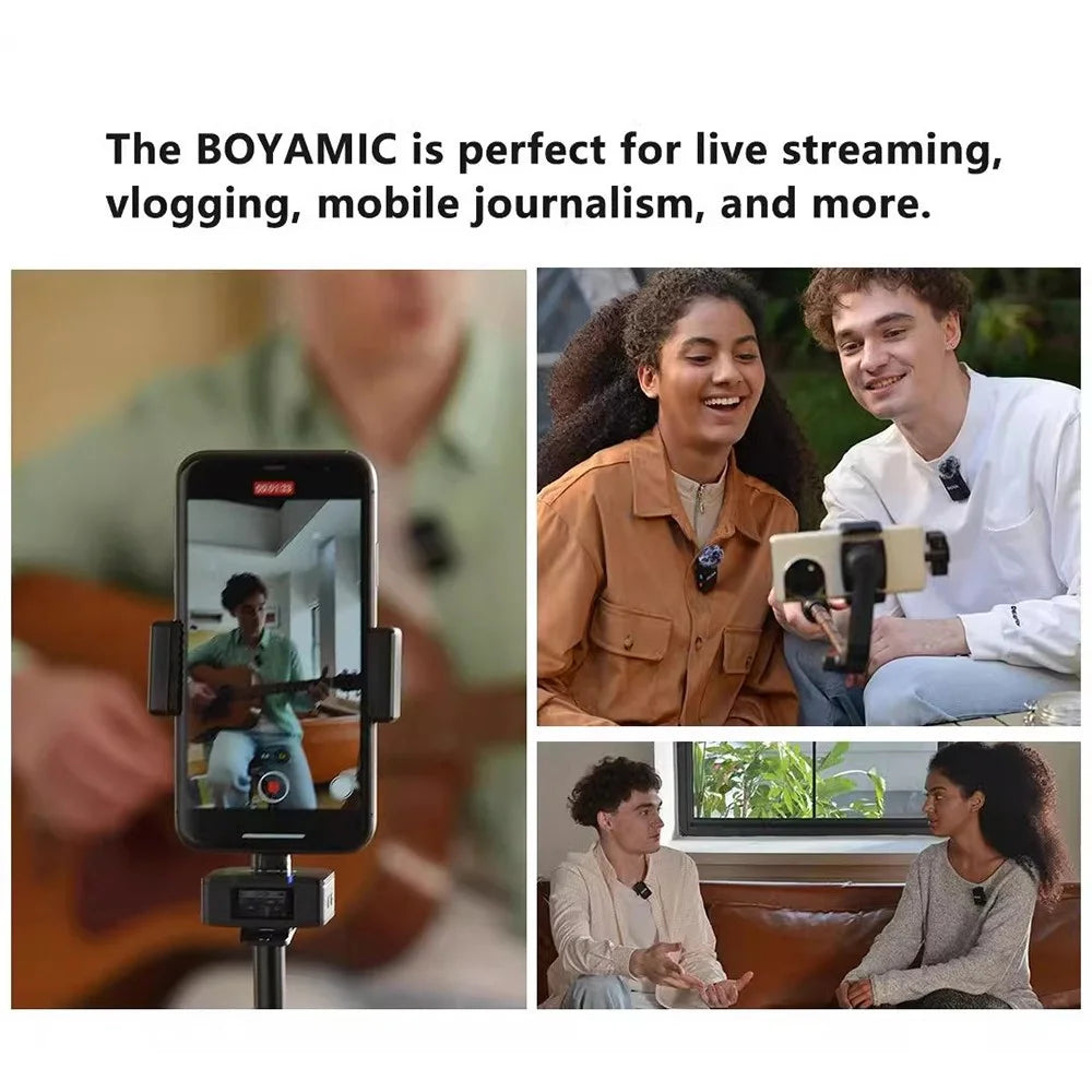 BOYA Live Broadcast Wireless Lavalier Microphone Noise Reduction Mic, 2 Transmitter + 1 Receiver - 6