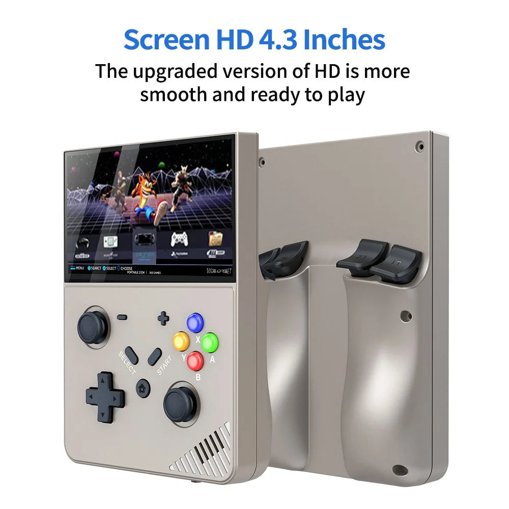 R43pro Built-In 20000 Games 4.3 Inch HD Screen 3D Rocker Handheld Arcade Game Console, with 64G TF Card - Grey - 4