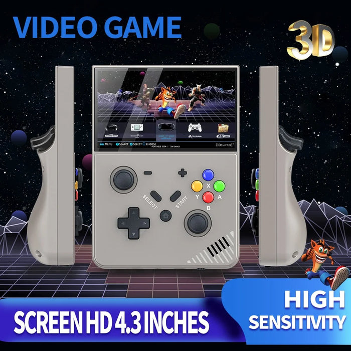 R43pro Built-In 30000 Games 4.3 Inch HD Screen 3D Rocker Handheld Arcade Game Console, with 128G TF Card - Grey - 2