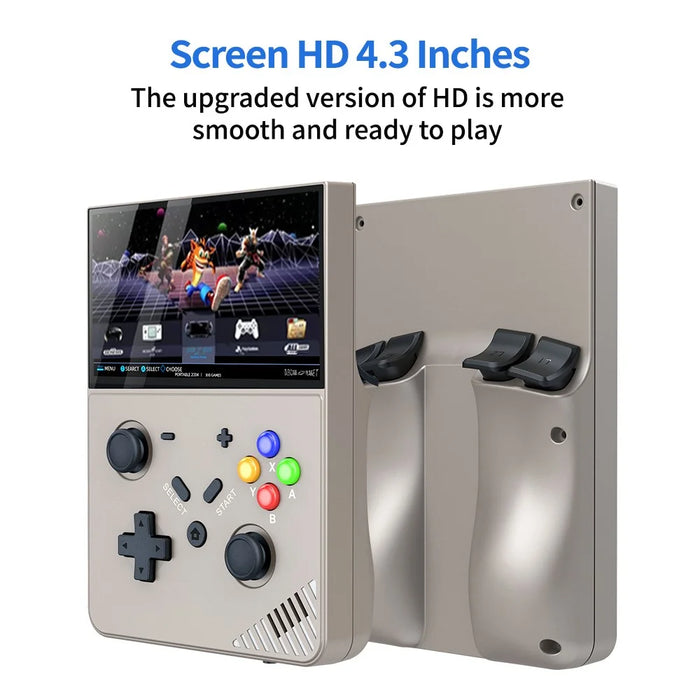 R43pro Built-In 30000 Games 4.3 Inch HD Screen 3D Rocker Handheld Arcade Game Console, with 128G TF Card - Grey - 4