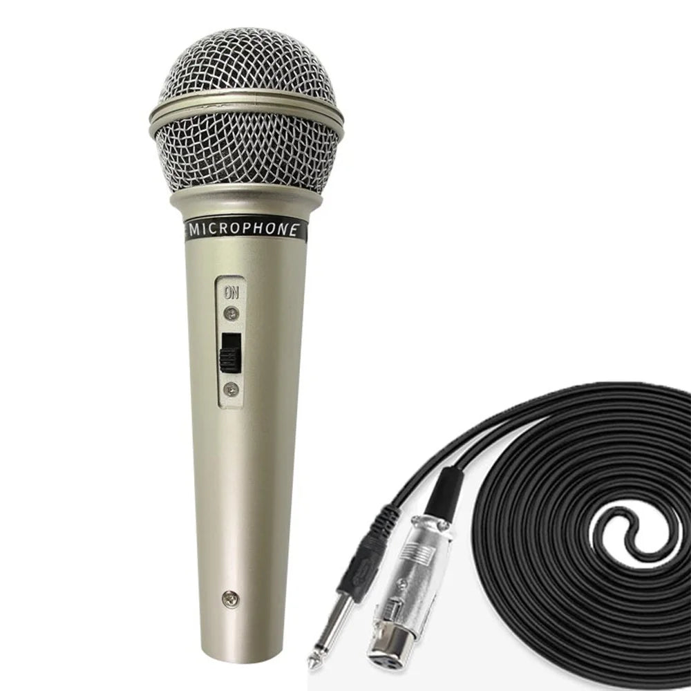 MB-106 Ergonomic Handheld Mic Plug and Play Wired Microphone with 3m Cable - Champagne - 1