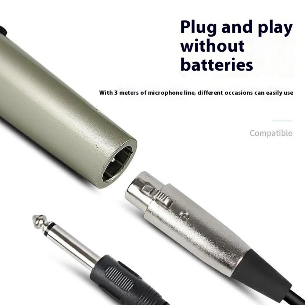 MB-106 Ergonomic Handheld Mic Plug and Play Wired Microphone with 3m Cable - Champagne - 4