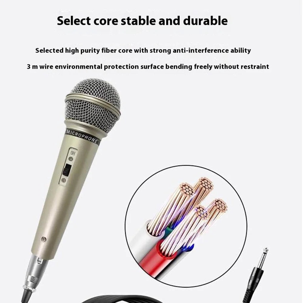 MB-106 Ergonomic Handheld Mic Plug and Play Wired Microphone with 3m Cable - Champagne - 5