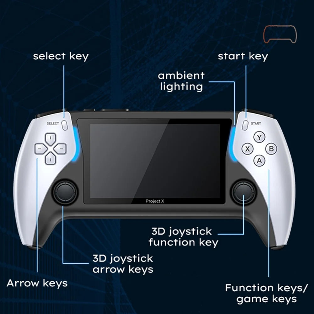 PROJECT X Handheld Retro Game Console 4.3-inch IPS Screen Supports Dual Player Combat with Dual Controllers - 7