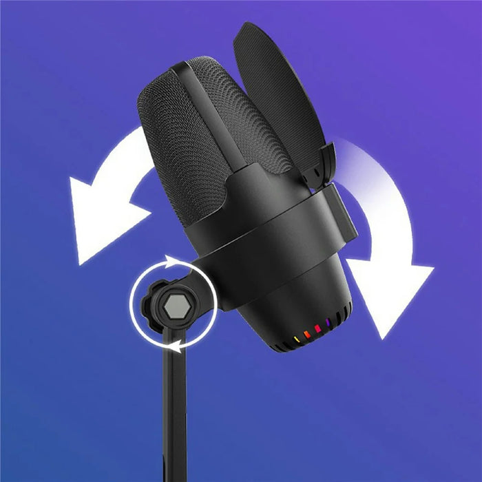ME9 Plug and Play USB Microphone ENC Noise Reduction Desktop Mic with RGB Light - Black - 7