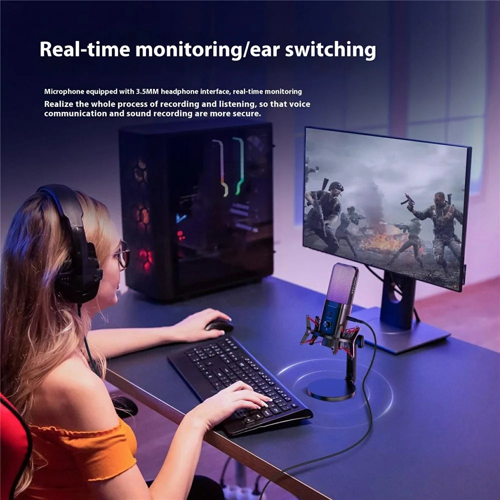 YANMAI X3W Noise Reduction Mic Wireless / Wired Dual Mode RGB Gaming Desktop Microphone - 3