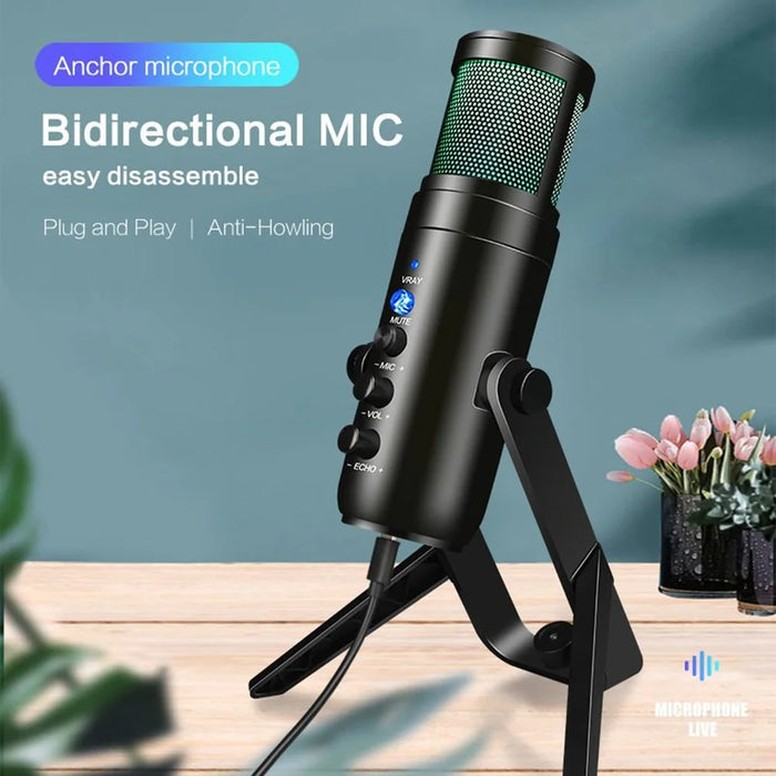 MU900max RGB Light Karaoke Microphone E-Sports Gaming Condenser Mic with Desktop Bracket - 2