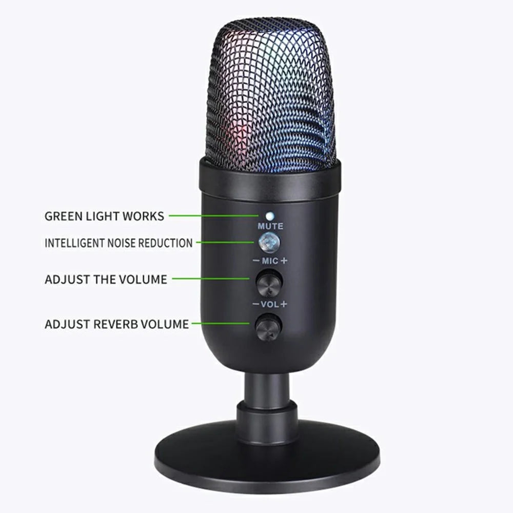 MU1000 Condenser Microphone Real Time Monitoring Noise Reduction Recording Desktop Mic - 7