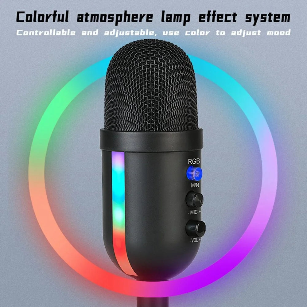 MU2000 Condenser Microphone with RGB Light Professional Desktop Cardioid Mic for PC / Mac / PS5 - 5