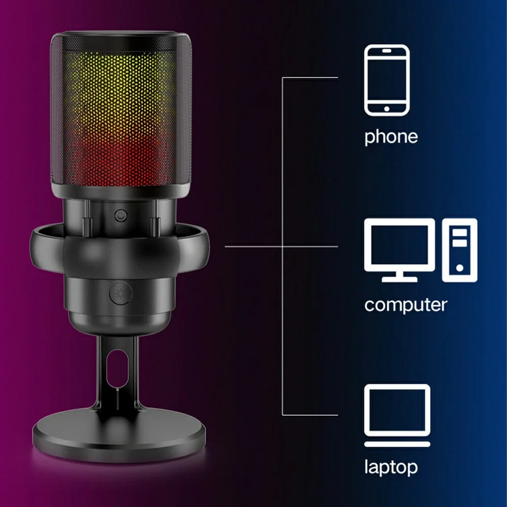 ME6P RGB Light USB Condenser Microphone Conference Recording Professional Desktop Mic - 7