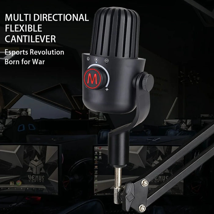 PDO-20 USB Gaming Microphone Noise Cancellation Condenser Mic for Live Streaming, Recording, PC - Black - 6