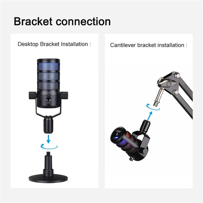 PDO Noise Reduction Microphone with RGB Light for Live Streaming / Gaming / Karaoke Desktop Mic - 2