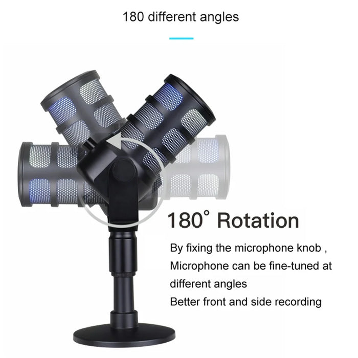 PDO Noise Reduction Microphone with RGB Light for Live Streaming / Gaming / Karaoke Desktop Mic - 3