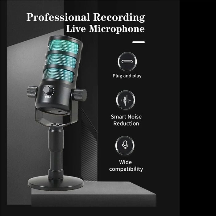 PDO Noise Reduction Microphone with RGB Light for Live Streaming / Gaming / Karaoke Desktop Mic - 4