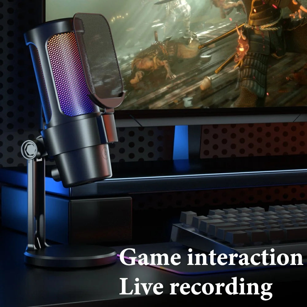 M8 Karaoke Conference Recording Desktop Microphone Professional Condenser Mic with RGB Light - 3