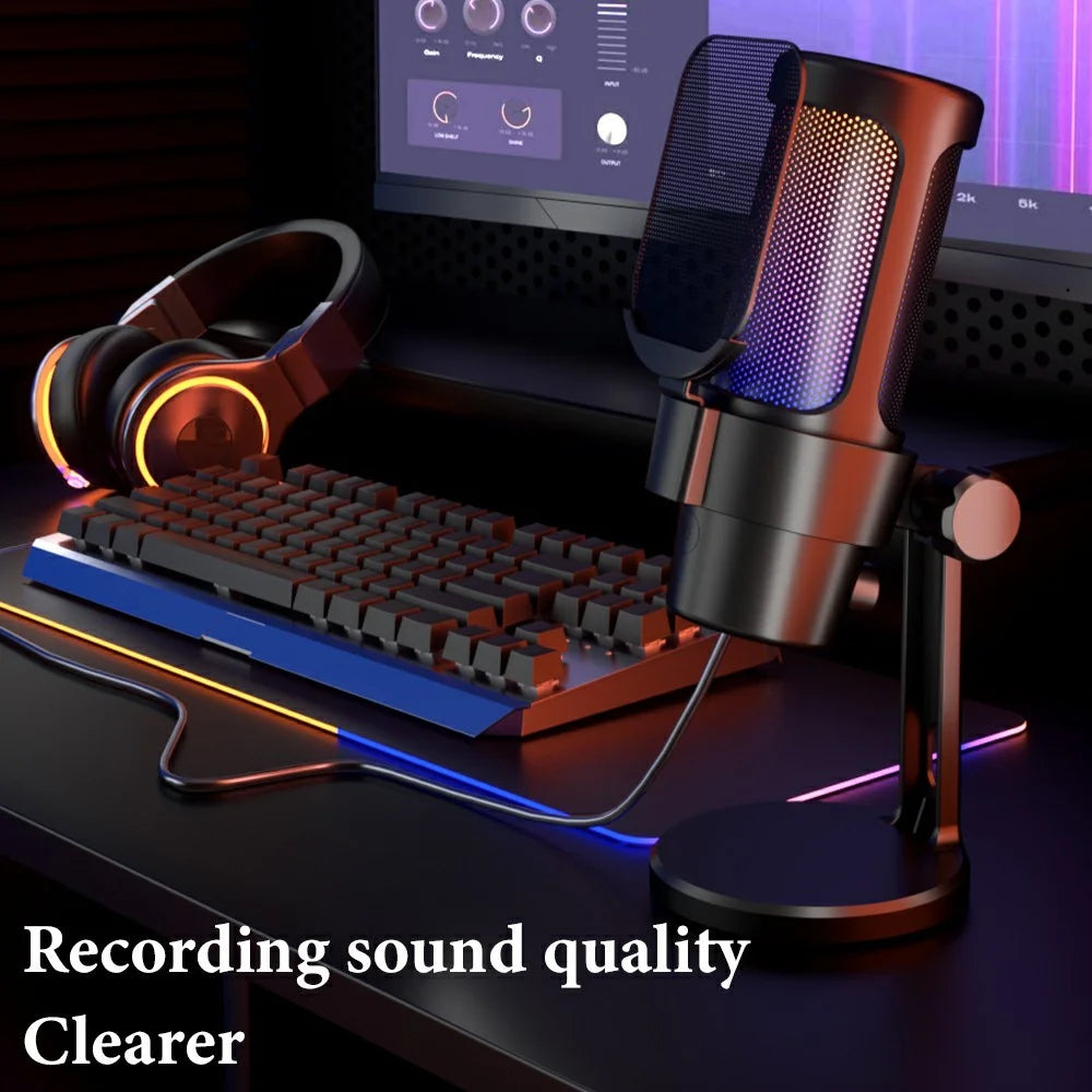 M8 Karaoke Conference Recording Desktop Microphone Professional Condenser Mic with RGB Light - 4