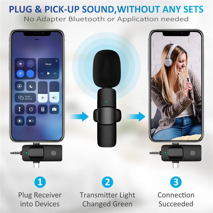K15 3 in 1 Wireless Lavalier Microphone with Noise Reduction USB-C Microphone for Smartphone Computer Camera - 5