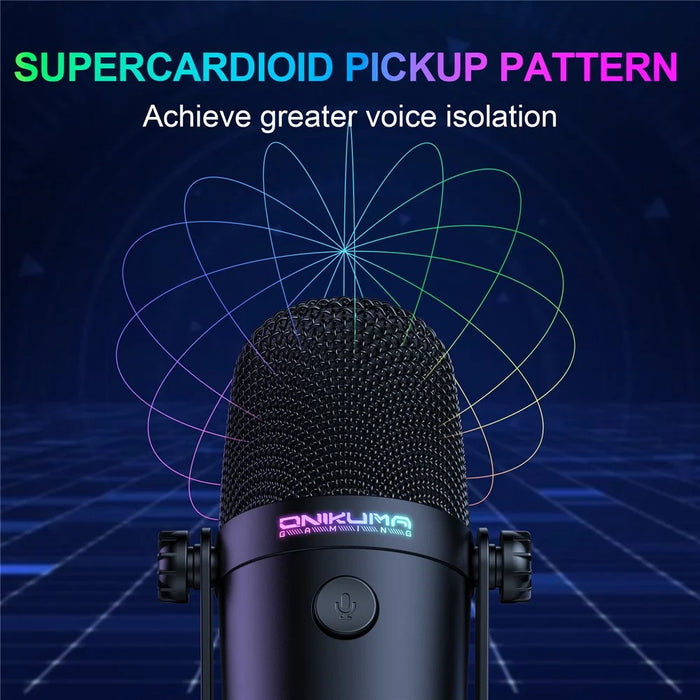 ONIKUMA M830 RGB Light Wired Condenser Microphone Noise Reduction Recording Gaming Desktop Mic - 3
