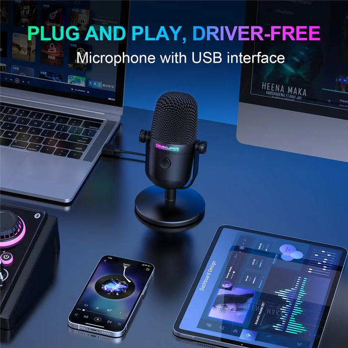 ONIKUMA M830 RGB Light Wired Condenser Microphone Noise Reduction Recording Gaming Desktop Mic - 5