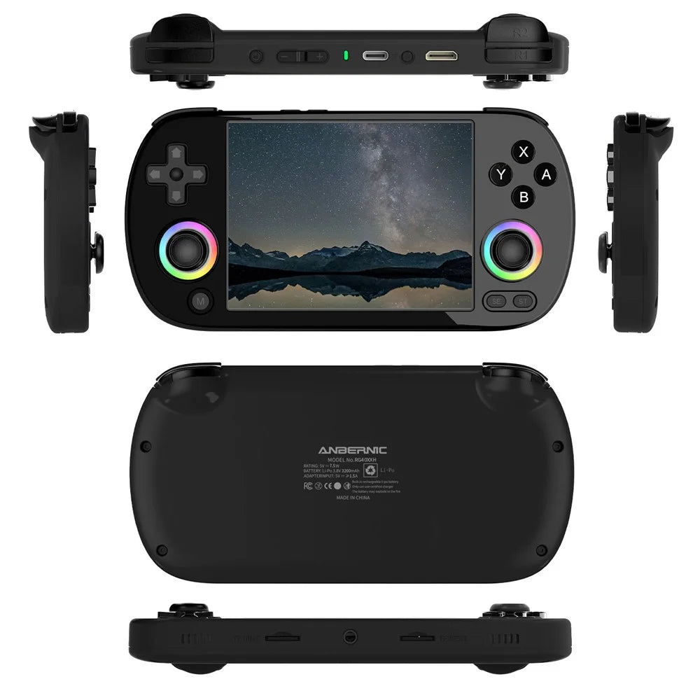 ANBERNIC RG40XXH 4.0 Inch IPS Screen 64G Bluetooth + WiFi Handheld Video Game Console, with 256G TF Card - Black - 1