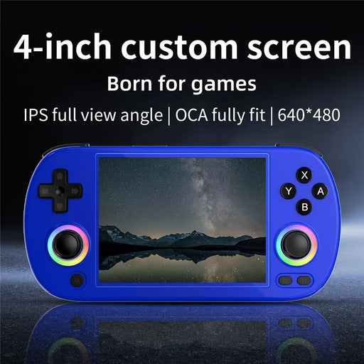 ANBERNIC RG40XXH 4.0 Inch IPS Screen 64G Bluetooth + WiFi Handheld Video Game Console, with 128G TF Card - Blue - 2