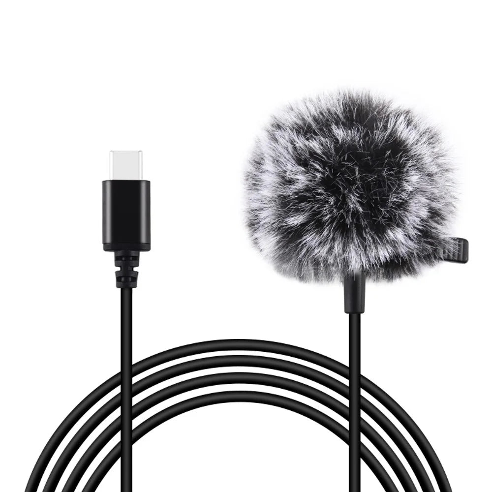 PULUZ PU425 1.5m Lavalier Microphone USB-C Lapel Clip-On Omni Condenser Mic for Video Recording - 1