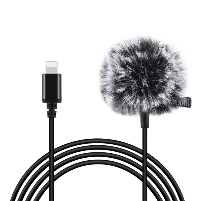 PULUZ PU426 1.5m 8 Pin Lavalier Microphone Lapel Clip-On Omni Condenser Mic for Phone Video Recording - 1