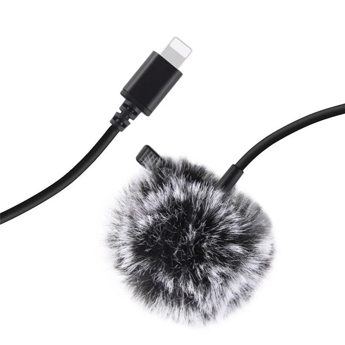 PULUZ PU426 1.5m 8 Pin Lavalier Microphone Lapel Clip-On Omni Condenser Mic for Phone Video Recording - 2