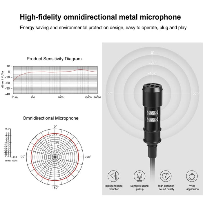 PULUZ PU426 1.5m 8 Pin Lavalier Microphone Lapel Clip-On Omni Condenser Mic for Phone Video Recording - 4