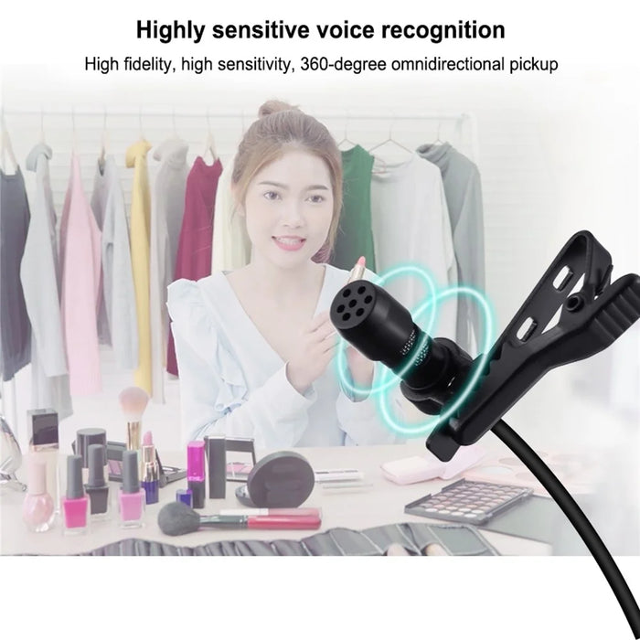 PULUZ PU426 1.5m 8 Pin Lavalier Microphone Lapel Clip-On Omni Condenser Mic for Phone Video Recording - 7