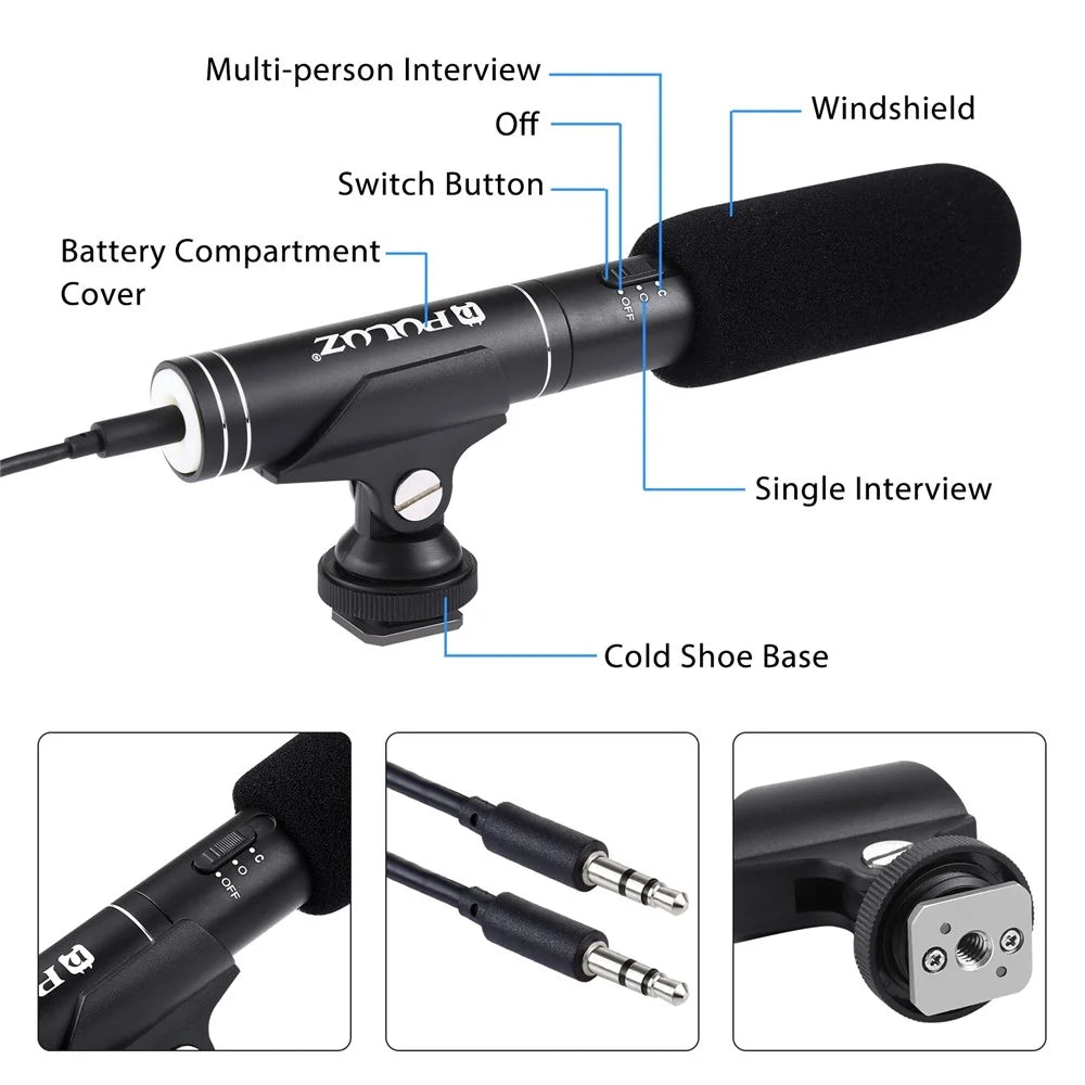 PULUZ PU3012 Professional Interview Microphone for DSLR Camera DV Recording Mic - 2