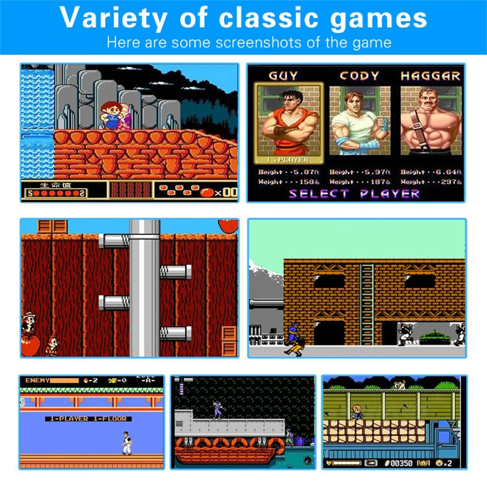 DATA FROG Portable 8-Bit Retro TV Game Console Built-In 89 Games Mini Controller - Black - 6