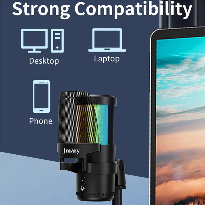 JMARY MC-PW13 Zero Latency Monitor Mic RGB Light Plug and Play Desktop Microphone - 3
